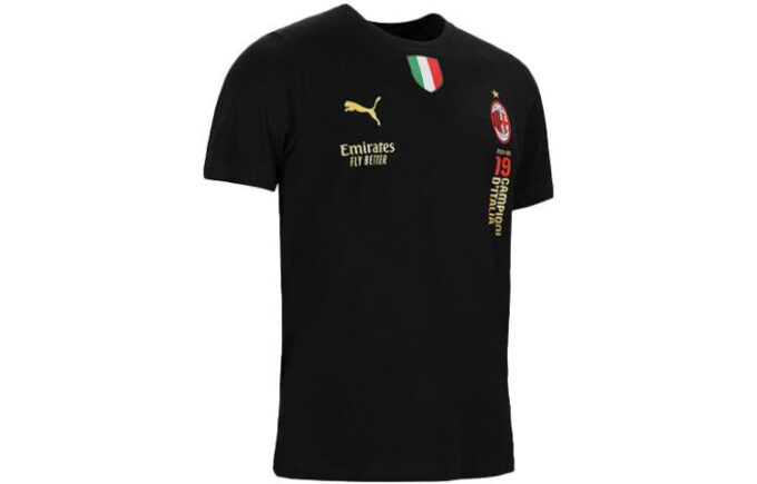 AC Milan Official Italian Champions T-Shirt “Black”