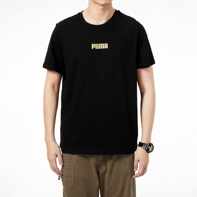 Alphabet Printing Casual Sports Short Sleeve Black