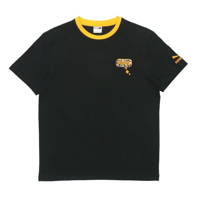 Awareness Logo Embroidered Printing Sports Loose Round Neck Short Sleeve Black