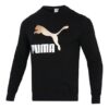 Bronzing Logo Sports Round Neck Pullover Black