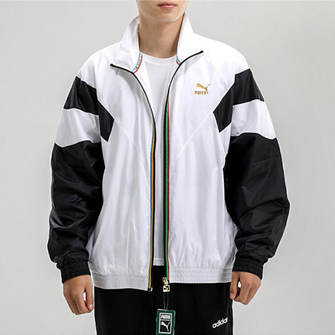 Bronzing Printing Casual Sports Jacket White