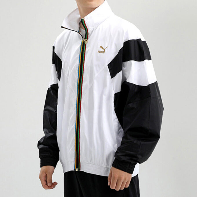 Bronzing Printing Casual Sports Jacket White