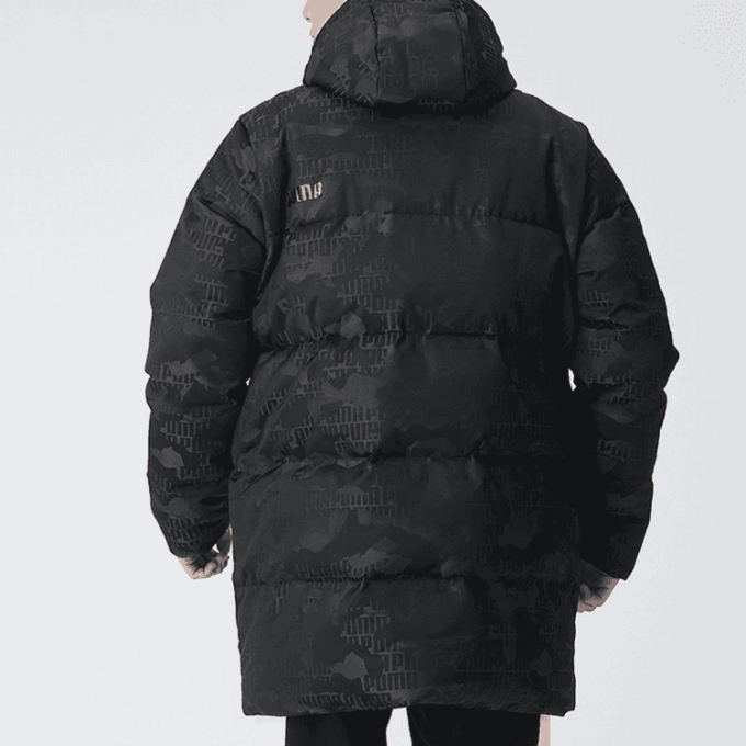 Camo Long Down Jacket “Black”