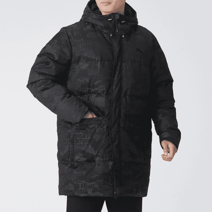 Camo Long Down Jacket “Black”