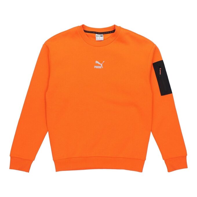 Casual Loose Round Neck Pullover Flame Orange