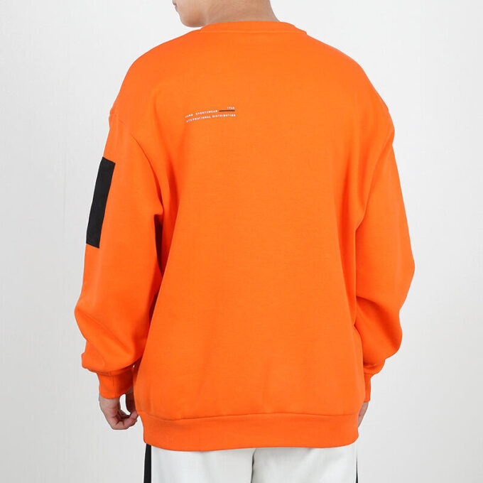 Casual Loose Round Neck Pullover Flame Orange