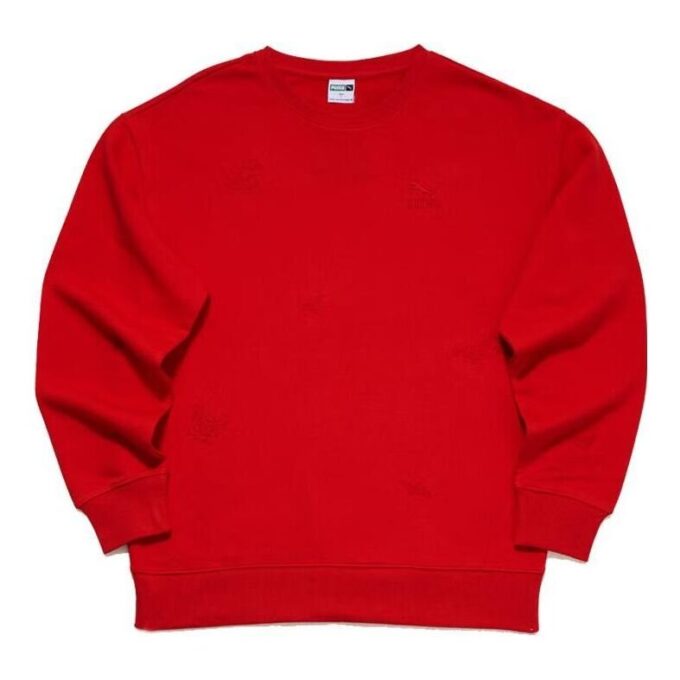 casual round neck pullover sweatshirt “Red”