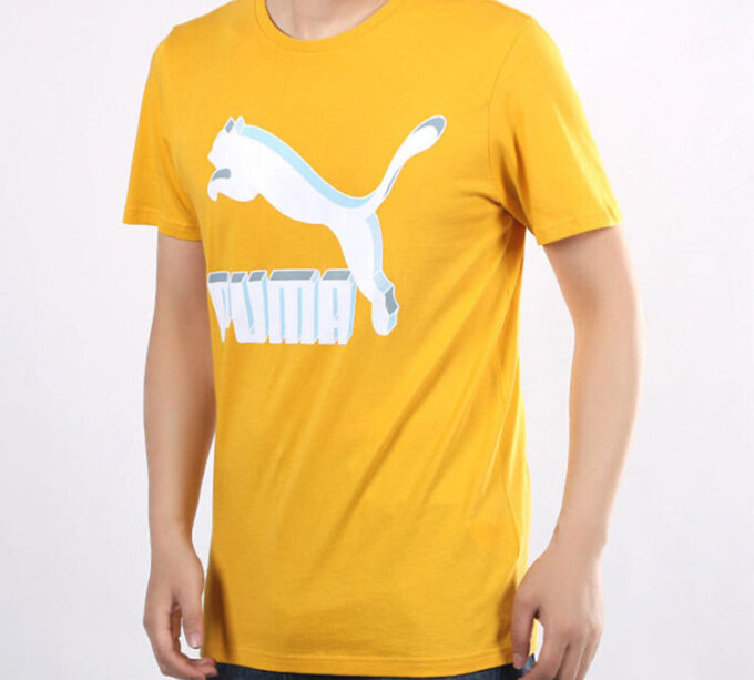 Classics Logo logo Sports Short Sleeve TEE Men Yellow