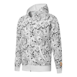 Club All Over Print Full Zip Hoodie Jacket “White”