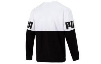 Colorblock Alphabet Round Neck Pullover Black White