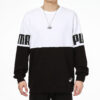 Colorblock Alphabet Round Neck Pullover Black White