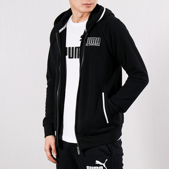 Colorblock hooded Zipper Jacket Black