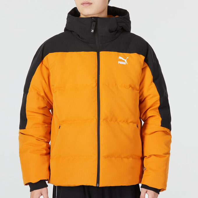 Colorblock Padded Down Jacket “Orange”
