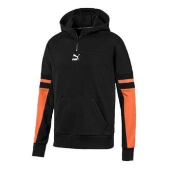 Colorblocked Half Zip Hoodie “Black Orange White”