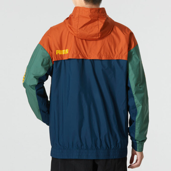 Colourblock Hooded Windbreaker Logo “Green”