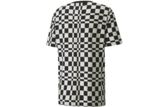 Contrasting Colors Sports Plaid Round Neck Short Sleeve Black