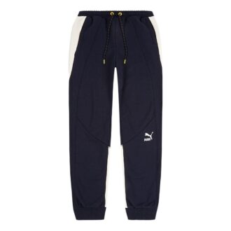 Csm Sweatpants Contrasting Colors Knit Drawstring Bundle Feet Sports Pants Blue