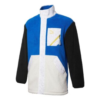 Cuff Stand Collar Casual Jacket “Blue White”