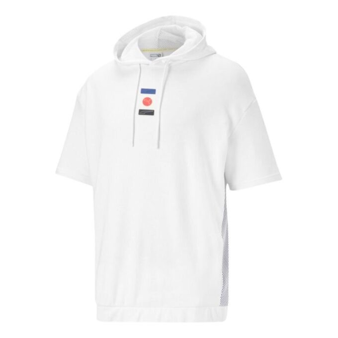 Decor 8 Short Sleeve Hoodie “White Red Blue”