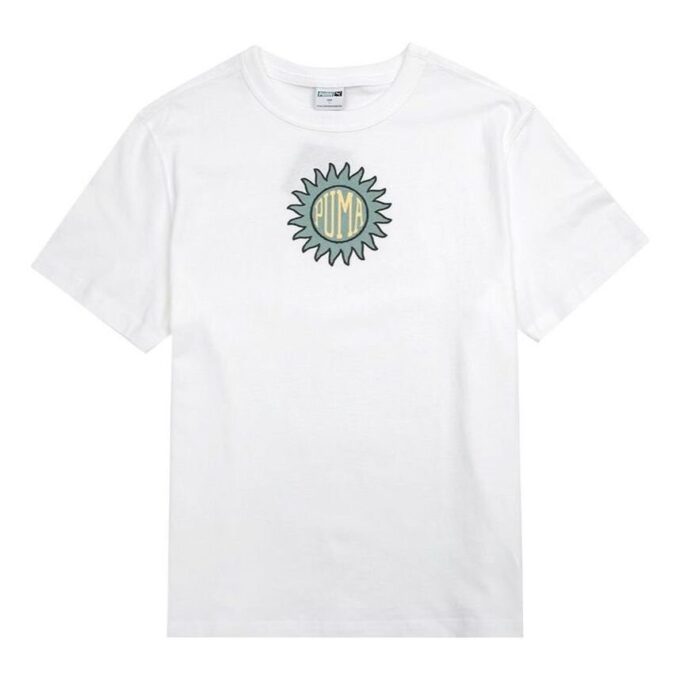 Downtown Graphic Tee Funny Printing Round Neck Short Sleeve White