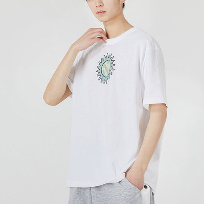 Downtown Graphic Tee Funny Printing Round Neck Short Sleeve White