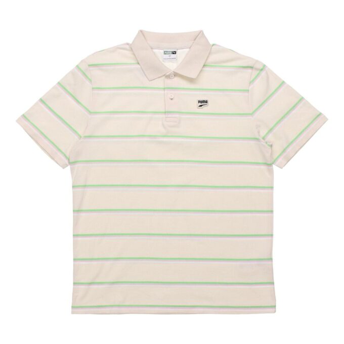 Downtown Stripe Polo Tee Shirt “Beige”