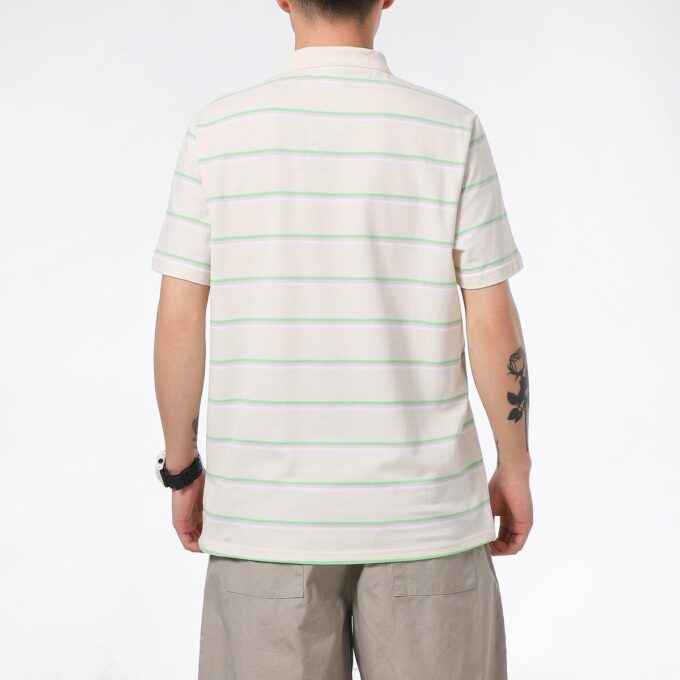 Downtown Stripe Polo Tee Shirt “Beige”