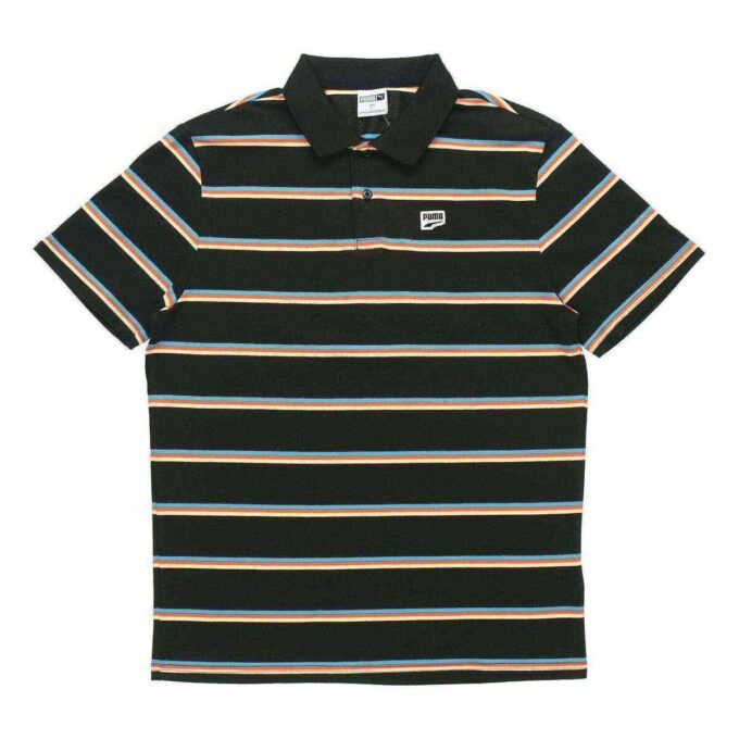 Downtown Stripe Polo Tee Shirt “Black”