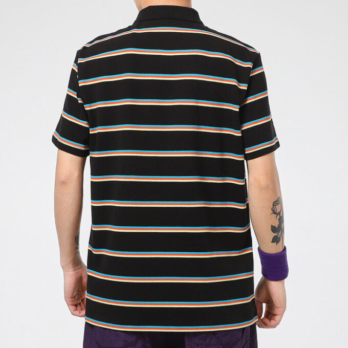 Downtown Stripe Polo Tee Shirt “Black”