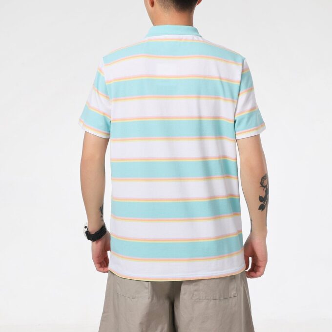 Downtown Stripe Polo Tee Shirt “White”