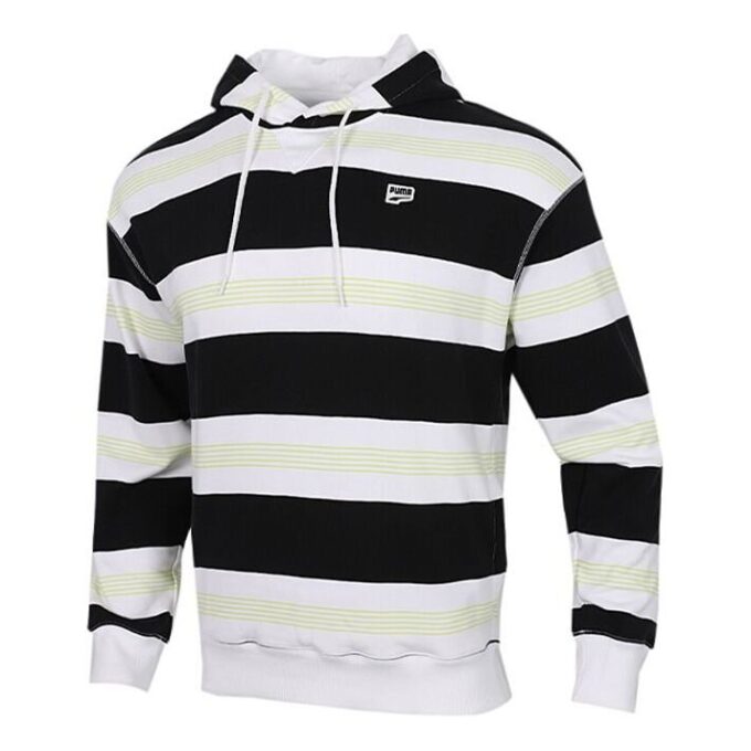 Downtown Striped Hoodie “Black White Green”
