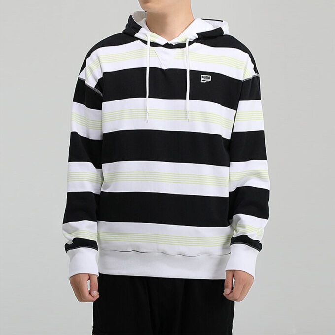 Downtown Striped Hoodie “Black White Green”