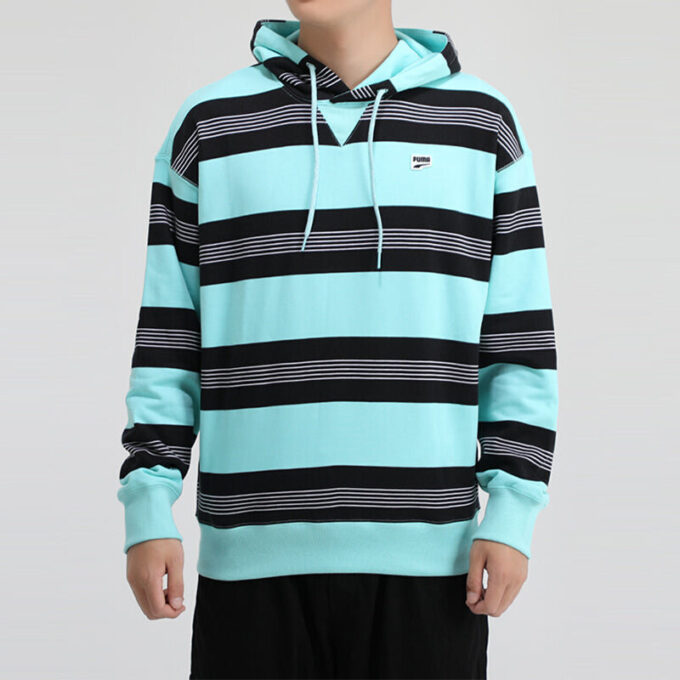 Downtown Striped Hoodie “Blue White Black”