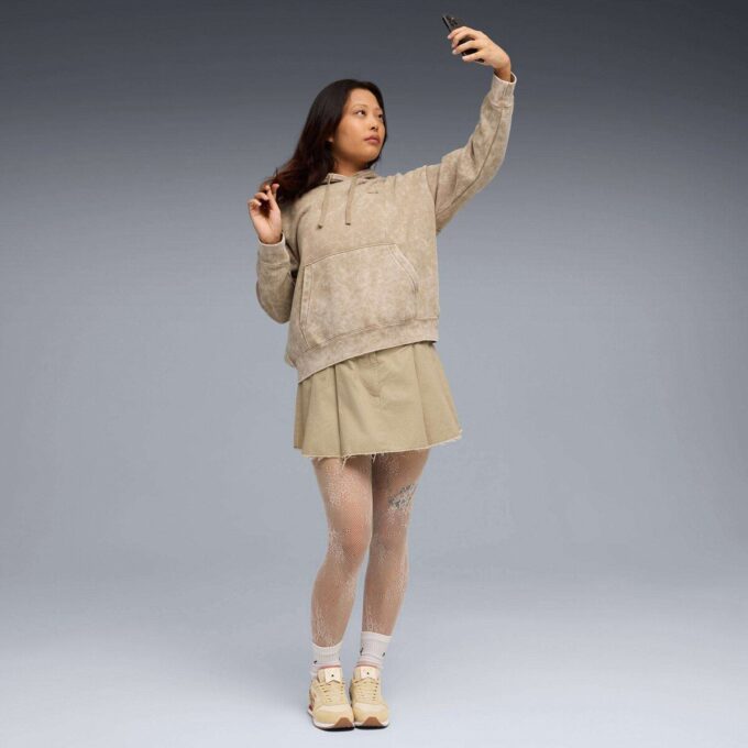 Elevated Essentials Acid Wash Women Fleece Hoodie Elevated Essentials Acid Wash Women Fleece Hoodie