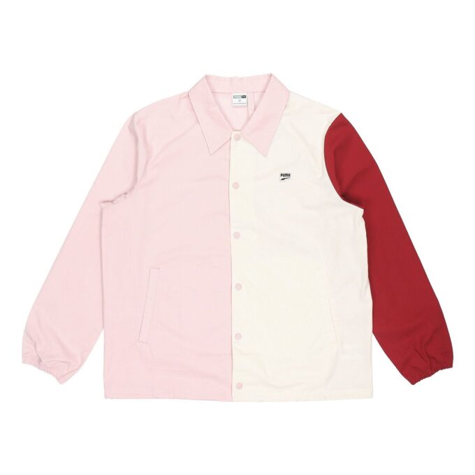 Embroidered Small Label Contrasting Colors Sports Woven Logo Jacket Pink