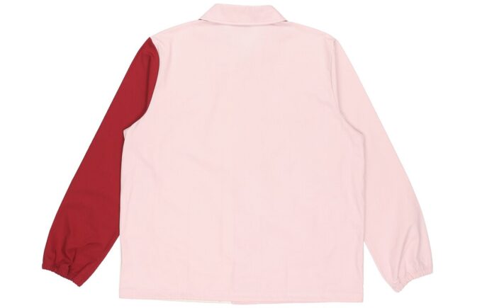 Embroidered Small Label Contrasting Colors Sports Woven Logo Jacket Pink