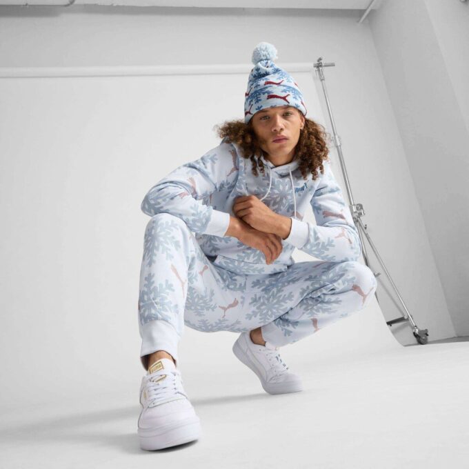 Fair Isle Winter Pom Pom Snowflake Beanie