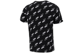 Full Print Logo Round Neck Breathable Round Neck Short Sleeve Black