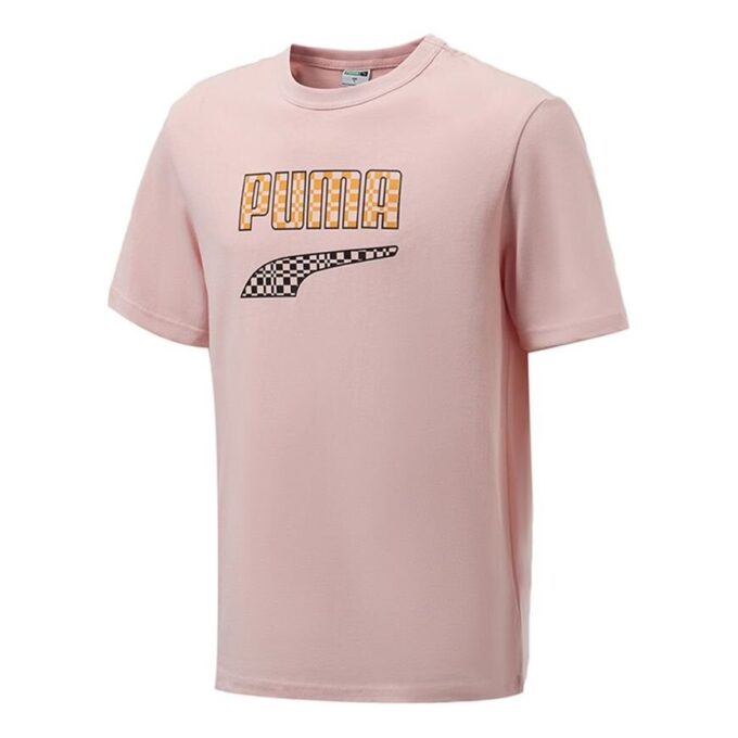 Funny Logo Printing Sports Round Neck Short Sleeve Pink Red