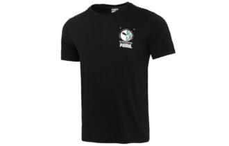 Graffiti Photo Print Short Sleeve T-Shirt “Black Blue Red”