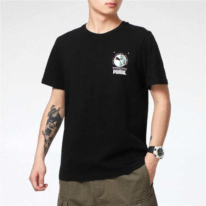 Graffiti Photo Print Short Sleeve T-Shirt “Black Blue Red”