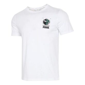 Graffiti Photo Print Short Sleeve T-Shirt “White Blue Red”