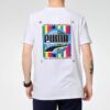 Graffiti Photo Print Short Sleeve T-Shirt “White Blue Red”