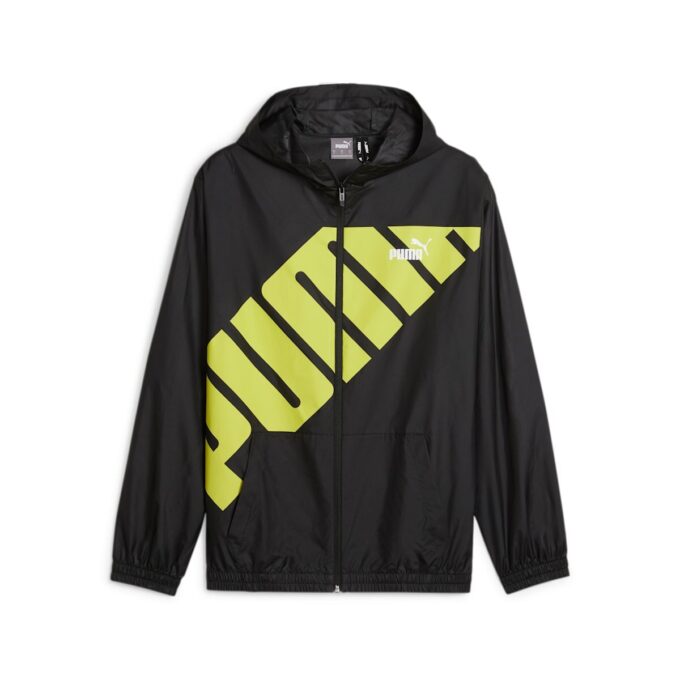 Hooded Graphic Windbreaker Jacket “Black Yellow”
