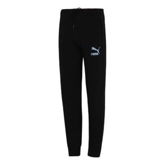 Iconic T7 Logo Printing Bundle Feet Sports Pants Black