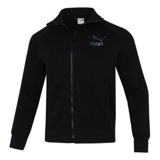 Iconic T7 Retro logo Sports Stand Collar Jacket Black