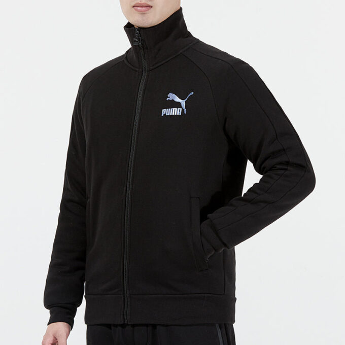 Iconic T7 Retro logo Sports Stand Collar Jacket Black