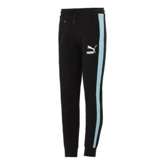 Iconic T7 Track Pants “Black White Blue”