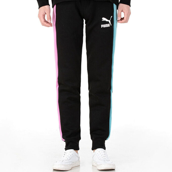 Iconic T7 Track Pants “Black White Blue”