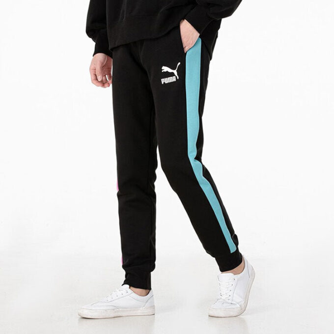Iconic T7 Track Pants “Black White Blue”